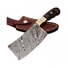 Damascus handmade chopper knife sharped blade with free leather sheath